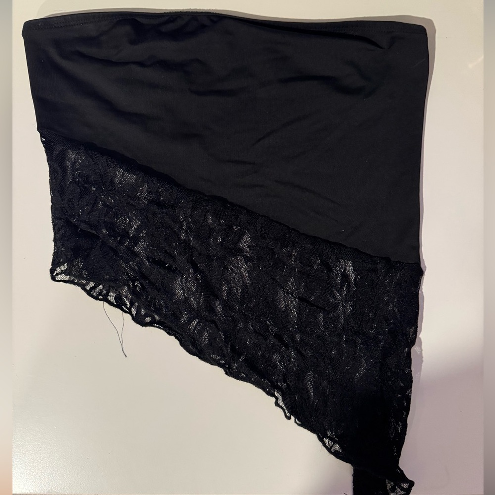 Black Lace Asymmetrical Tube Top